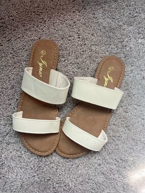 NEW | White Double-Strap Slide Sandals by
